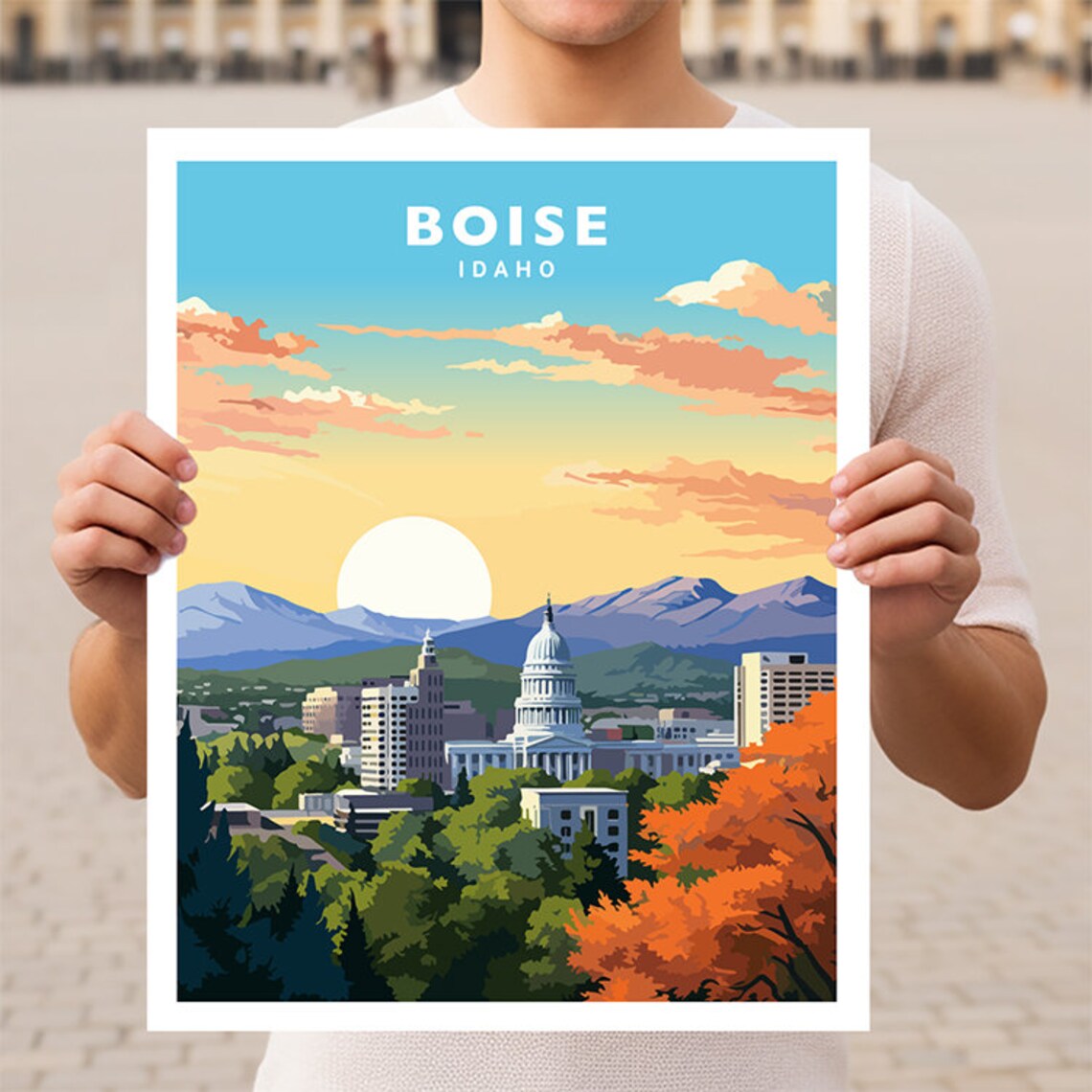 Boise Idaho Travel Poster, USA Place Print