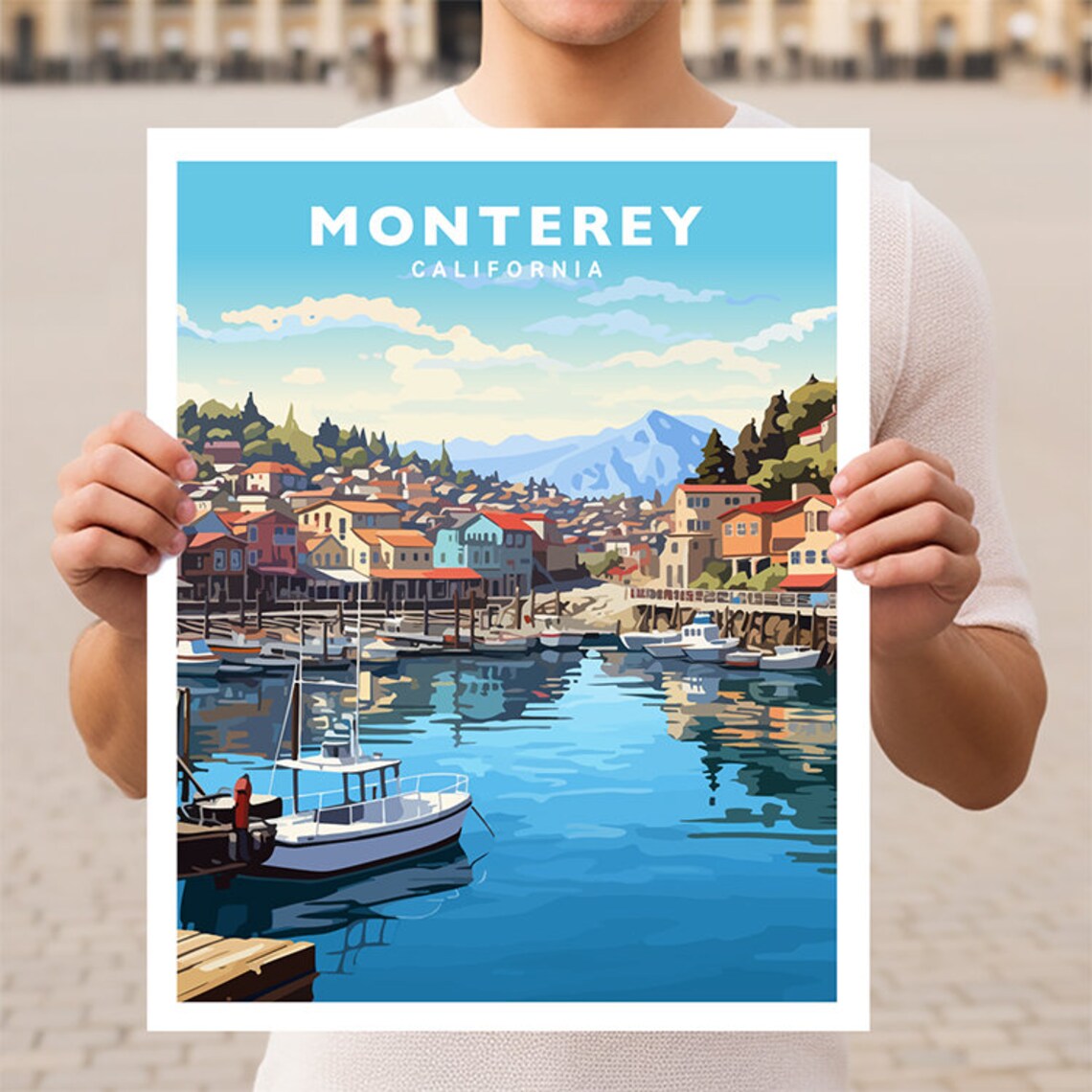 Monterey California Travel Poster, Place-Name Print
