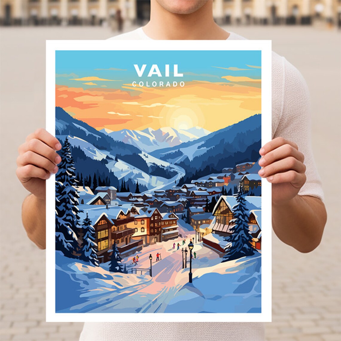 Vail Colorado Travel Poster, USA Mountain Destination