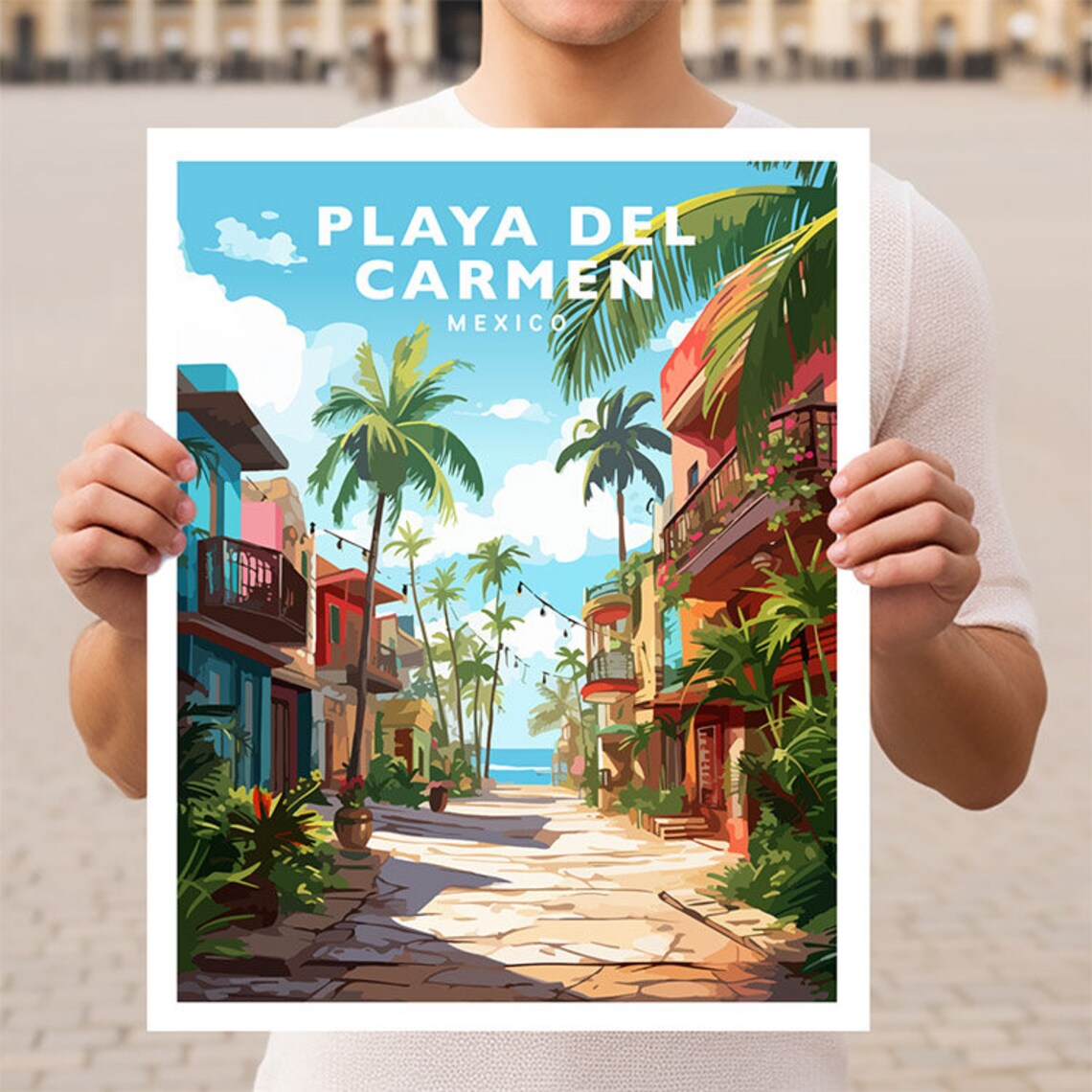 Playa Del Carmen Mexico Travel Poster, Quintana Roo