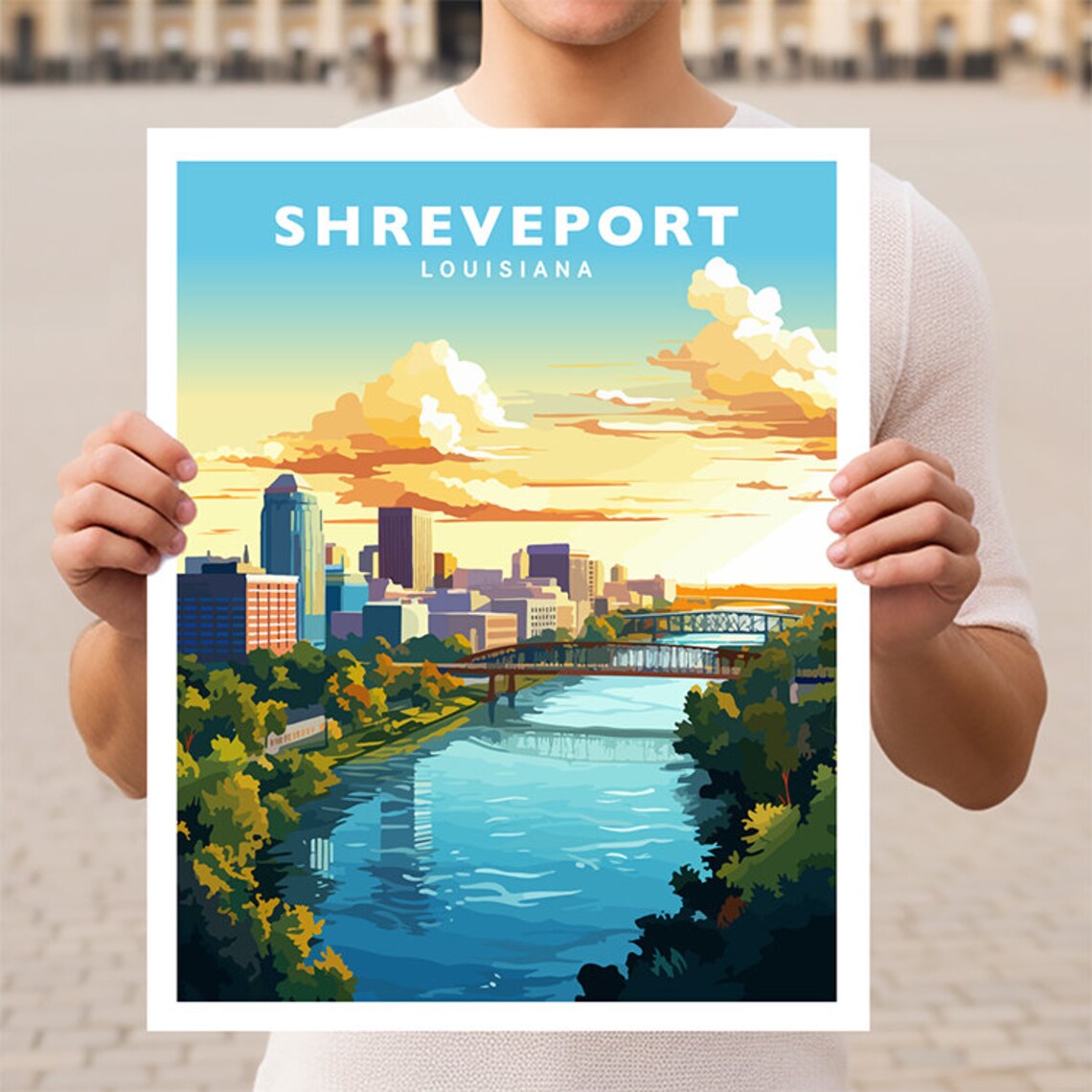 Shreveport Louisiana Travel Poster, City Wall Art