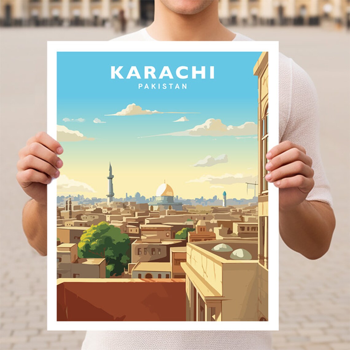 Karachi Pakistan Travel Poster, City Wall Art