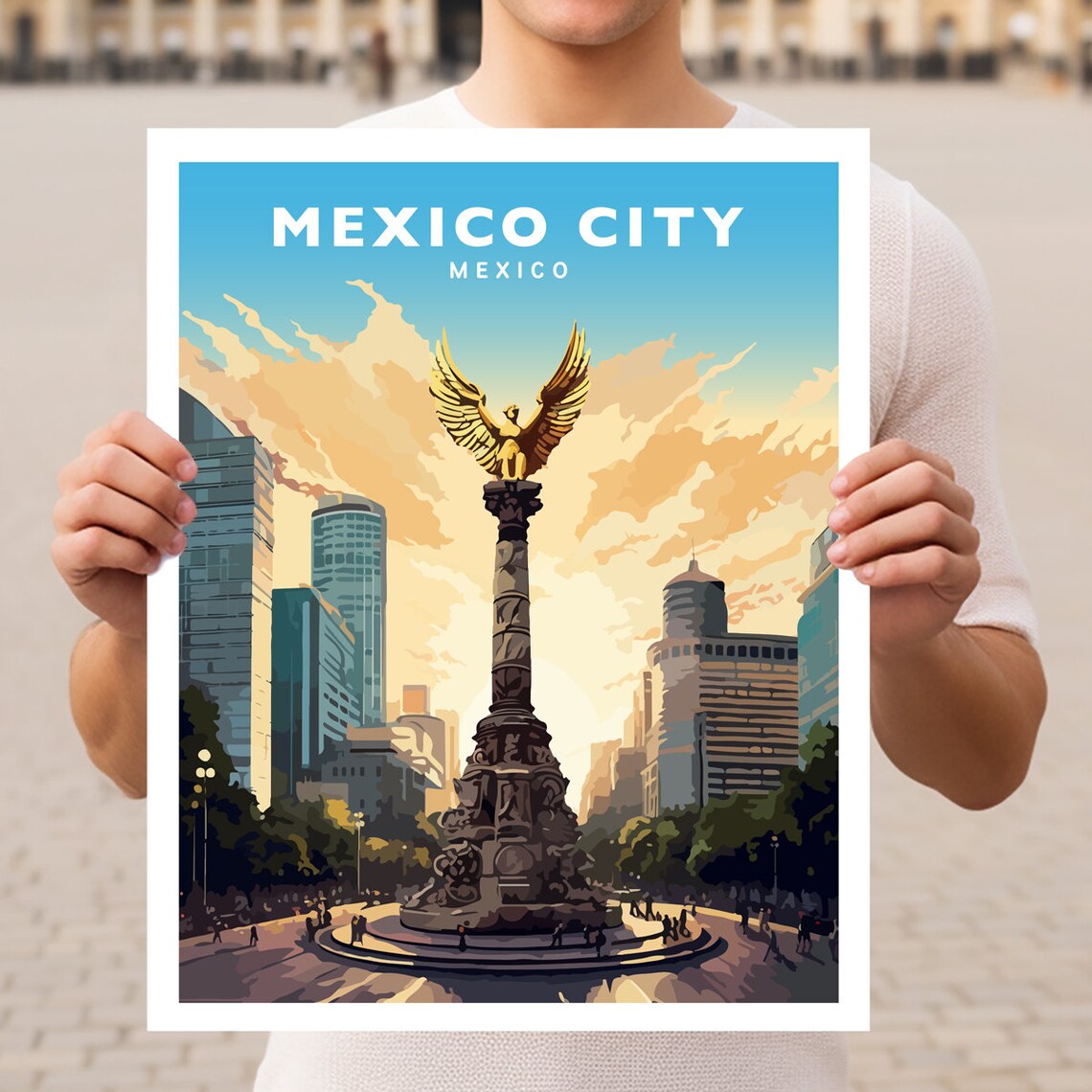 Mexico City Travel Poster, Latin America Art Print