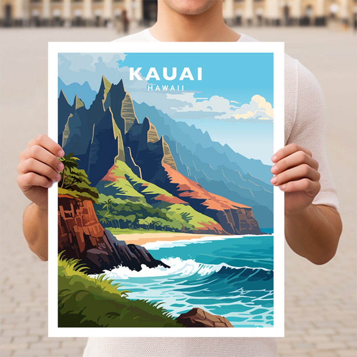 Kauai Hawaii Travel Poster, Island Wall Art