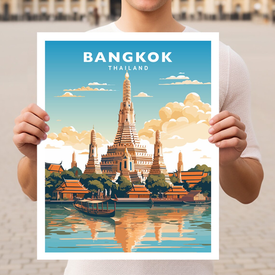 Bangkok Thailand Travel Poster, Asia Wall Art