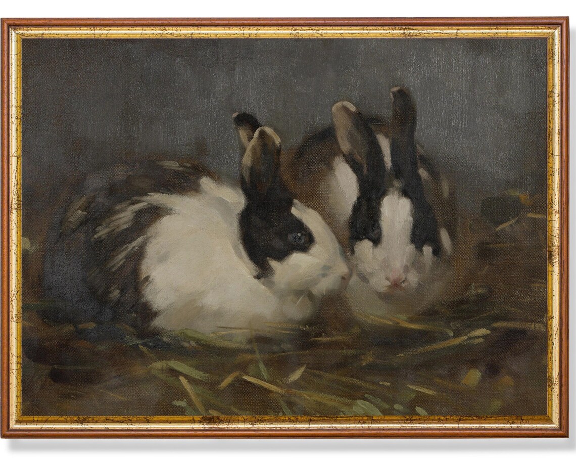 Vintage Rabbit Rustic Farmhouse Wall Art Print