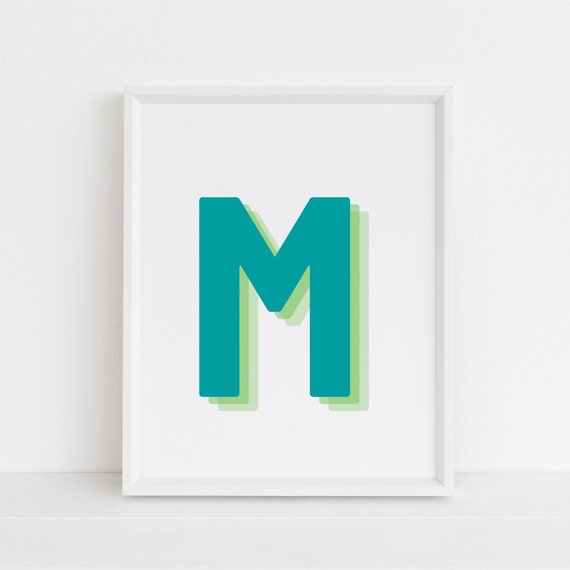 Retro 3D Letter M Monogram Art Print