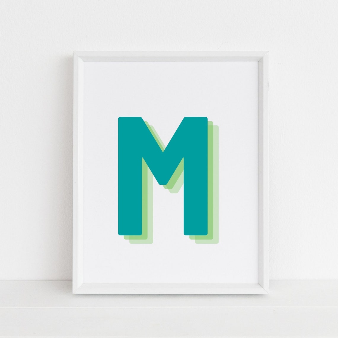 Retro 3D Letter M Monogram Art Print