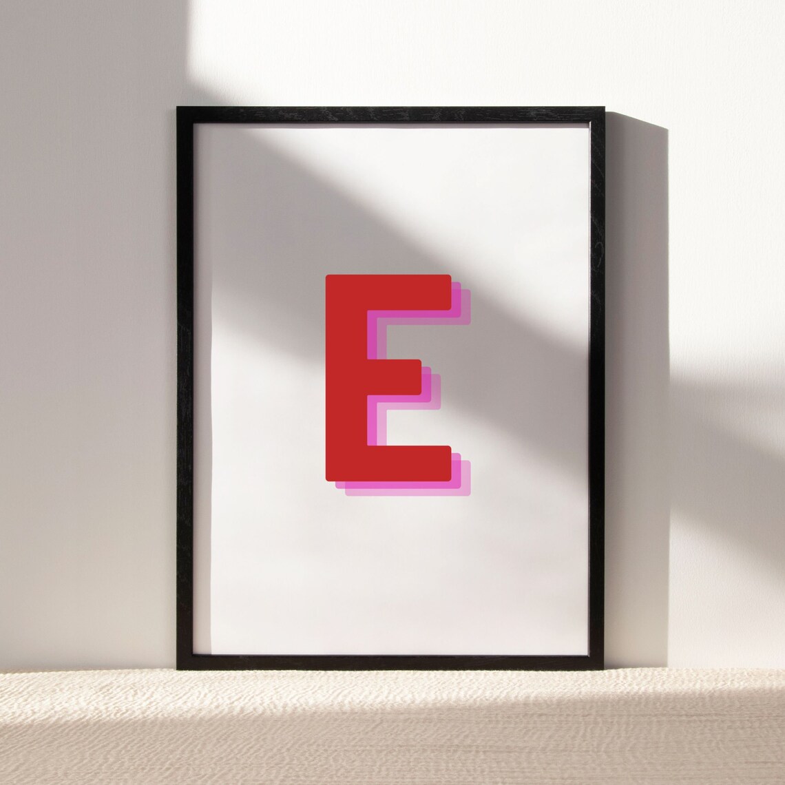 Retro 3D Letter E Monogram, Alphabet Art Print - Image 5