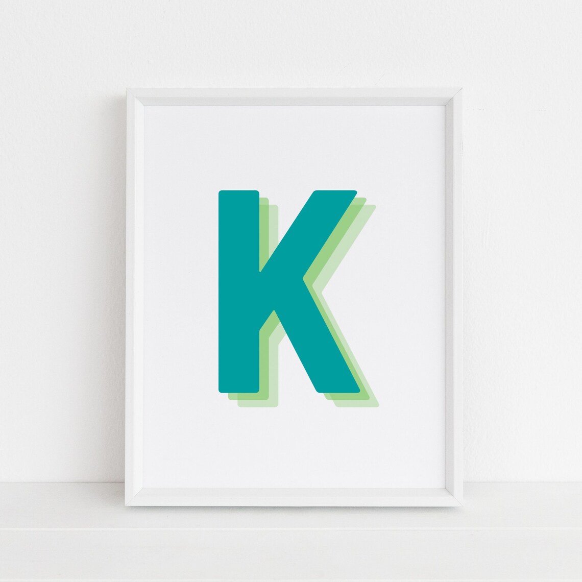 Retro 3D Letter K Monogram, Baby Letter Art