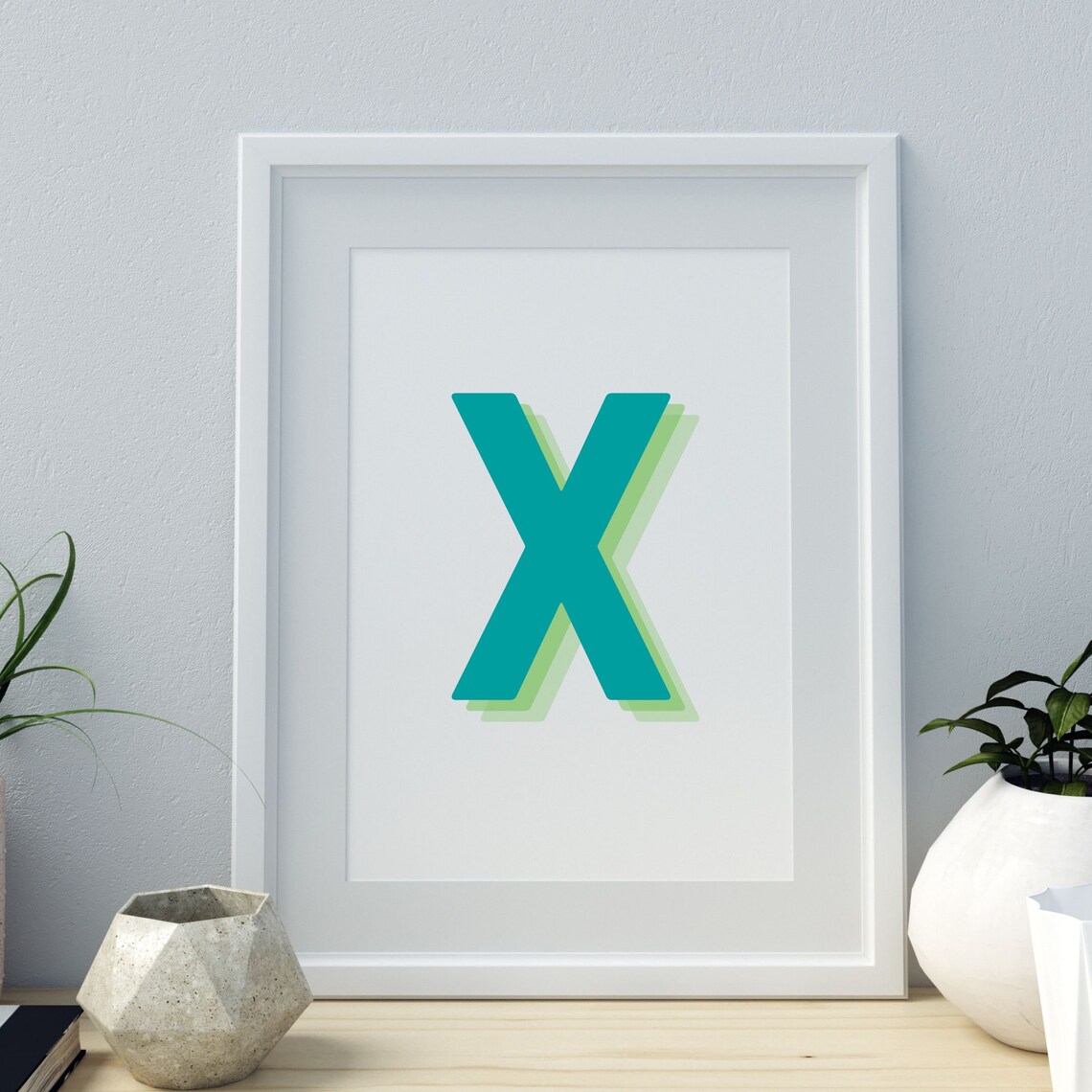 Retro 3D Letter X, Monogram Initial Alphabet Print - Image 4