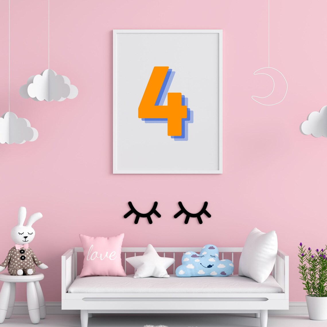 Retro 3D Number 4 Poster, Birthday Age Print - Image 4