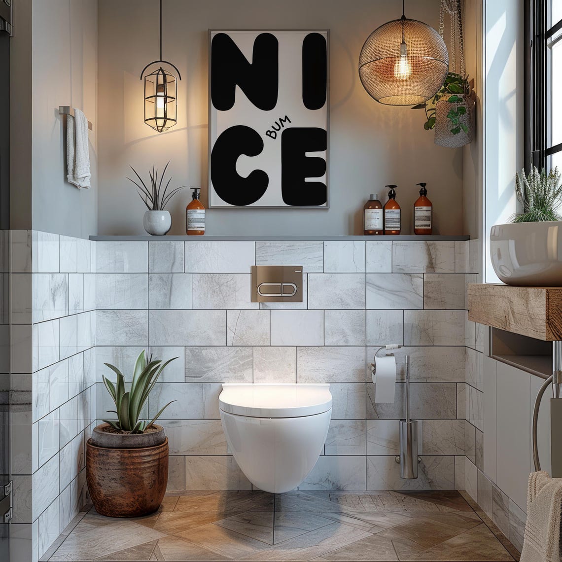 Nice Bum Funny Bathroom Typography Art Print - Image 3