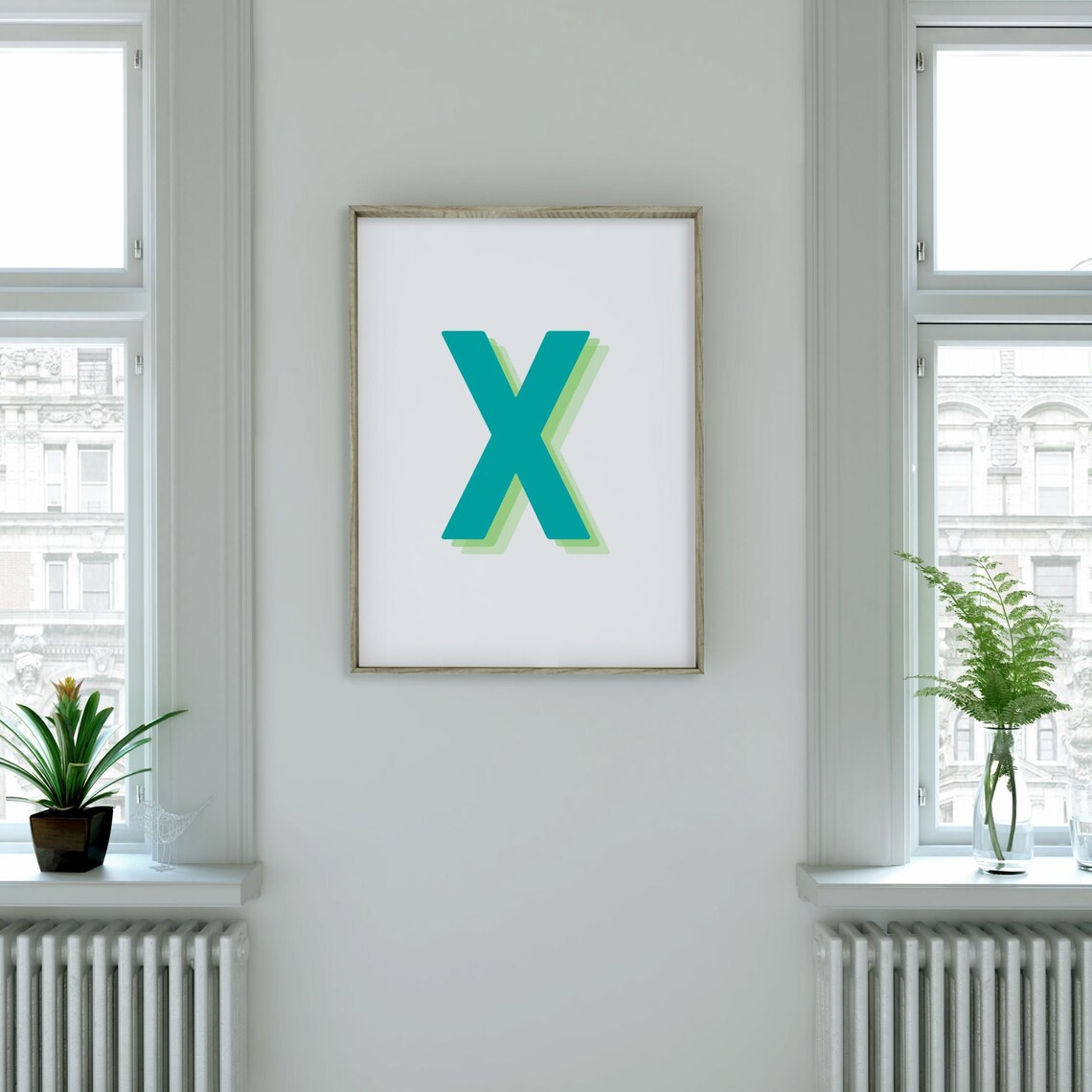 Retro 3D Letter X, Monogram Initial Alphabet Print - Image 3