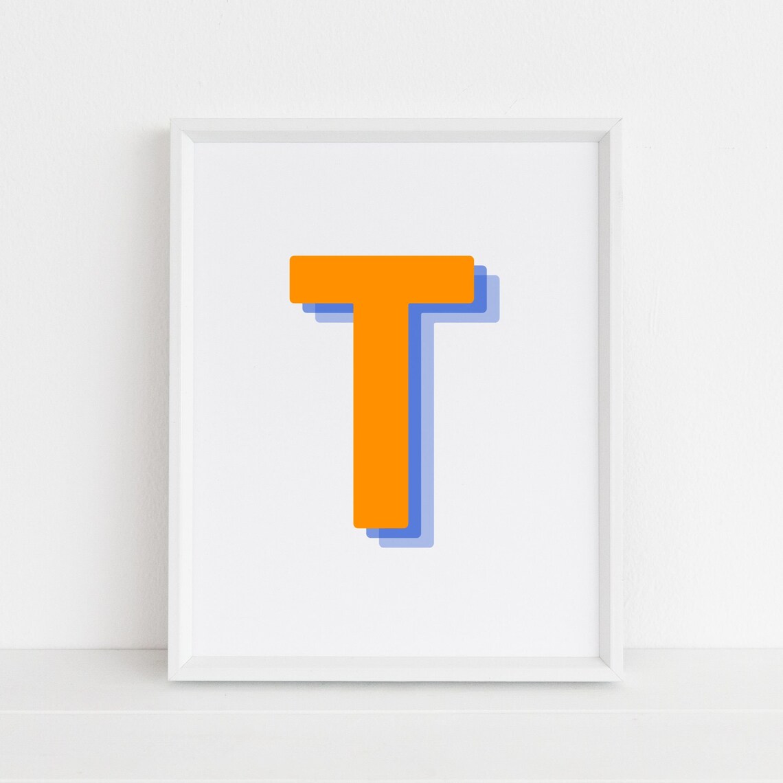 Retro 3D Letter T Monogram, Baby Letter Art