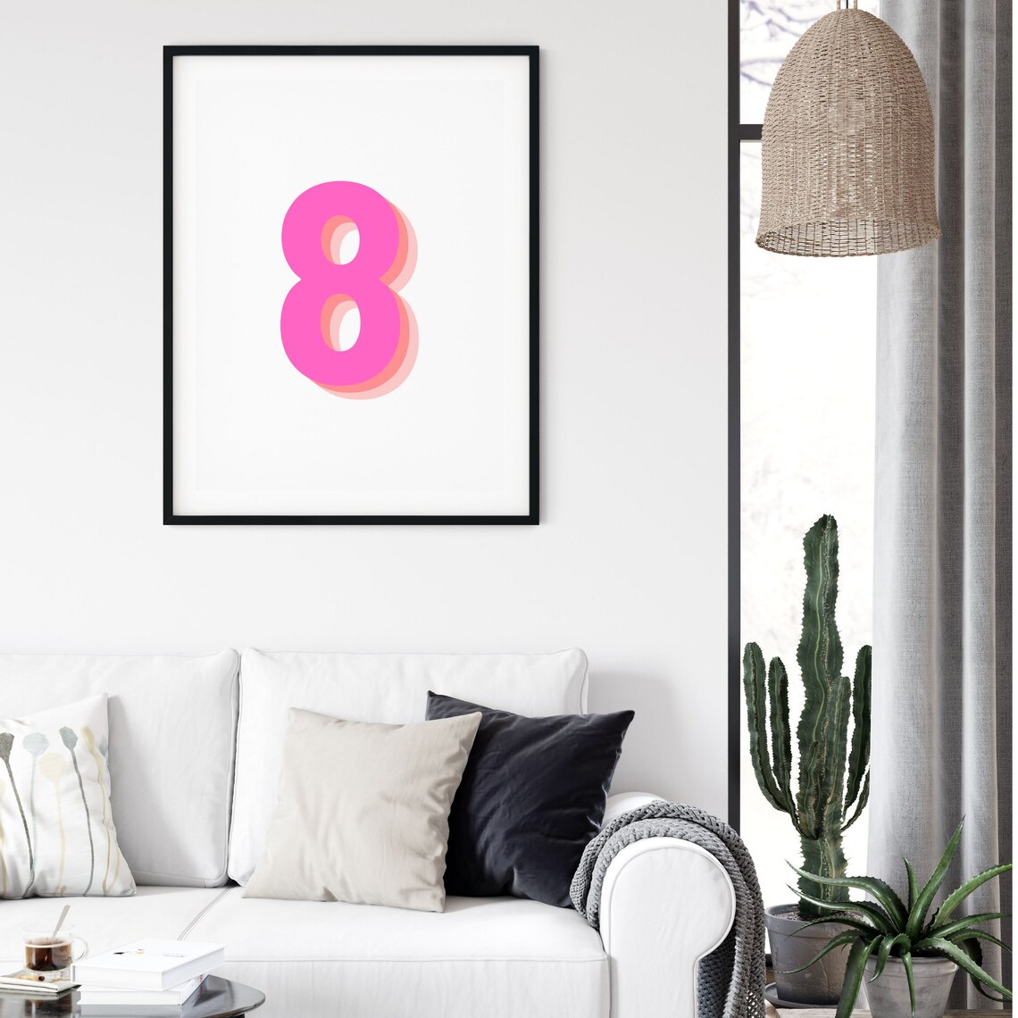 Retro 3D Number 8 Art Print, Monogram Birthday - Image 4