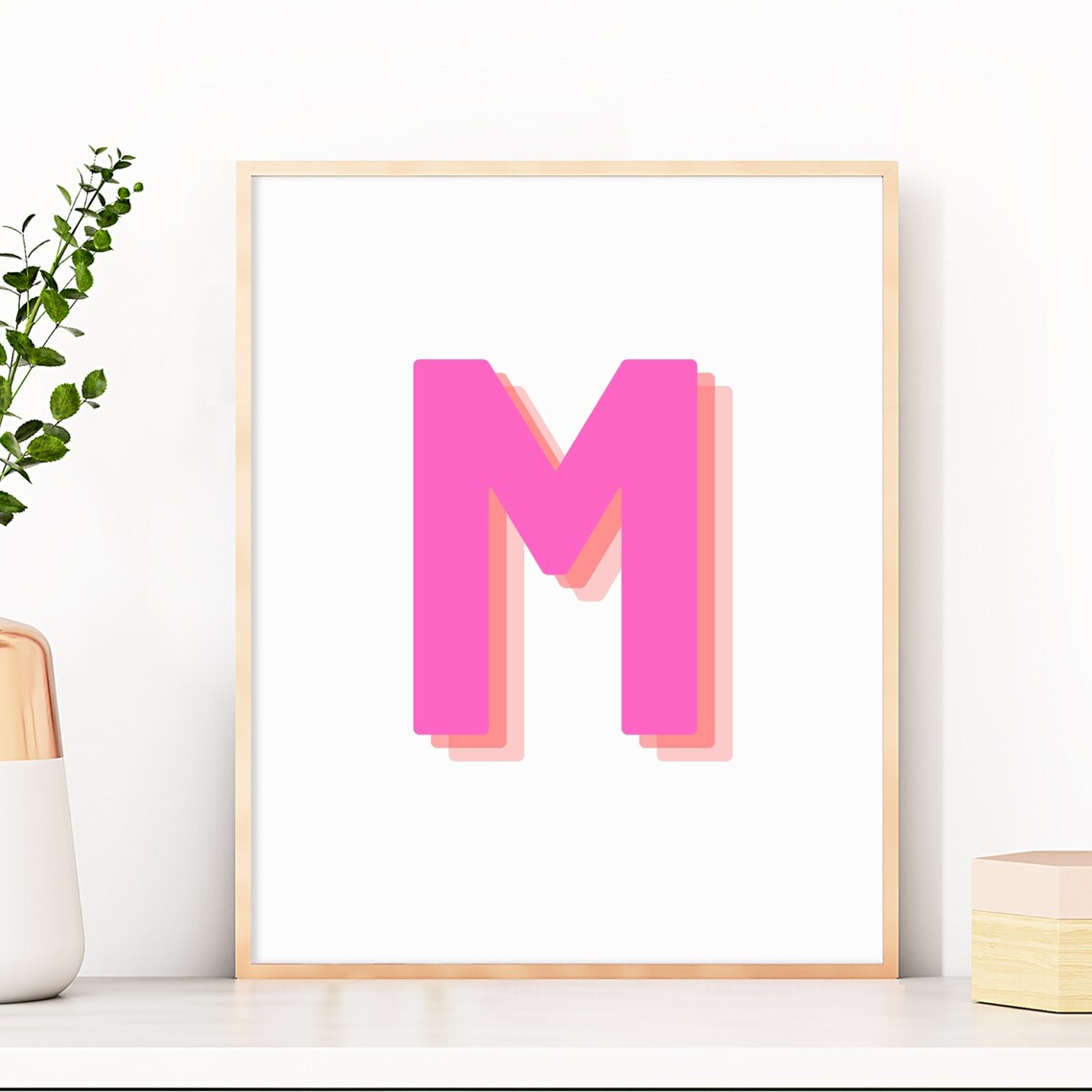 Retro 3D Letter M Art Print, Monogram Initial - Image 3