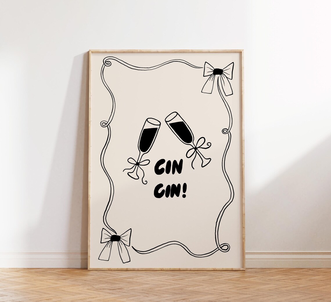 Cin Cin Wine Cheers Quote Poster, Kitchen Decor - Image 3