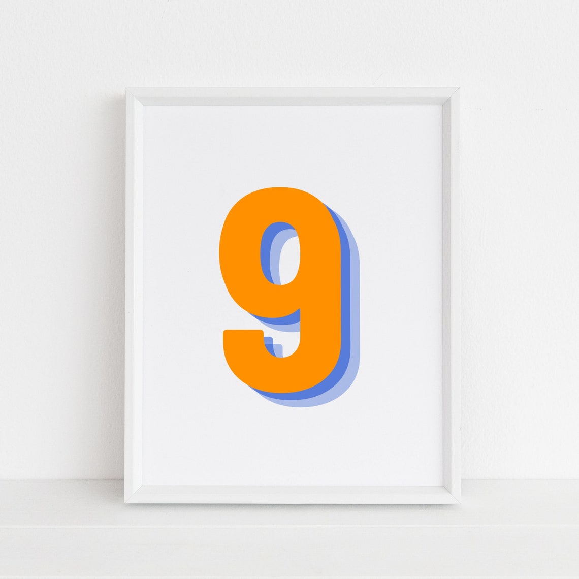 Retro 3D Number 9 Poster, Monogram Nine