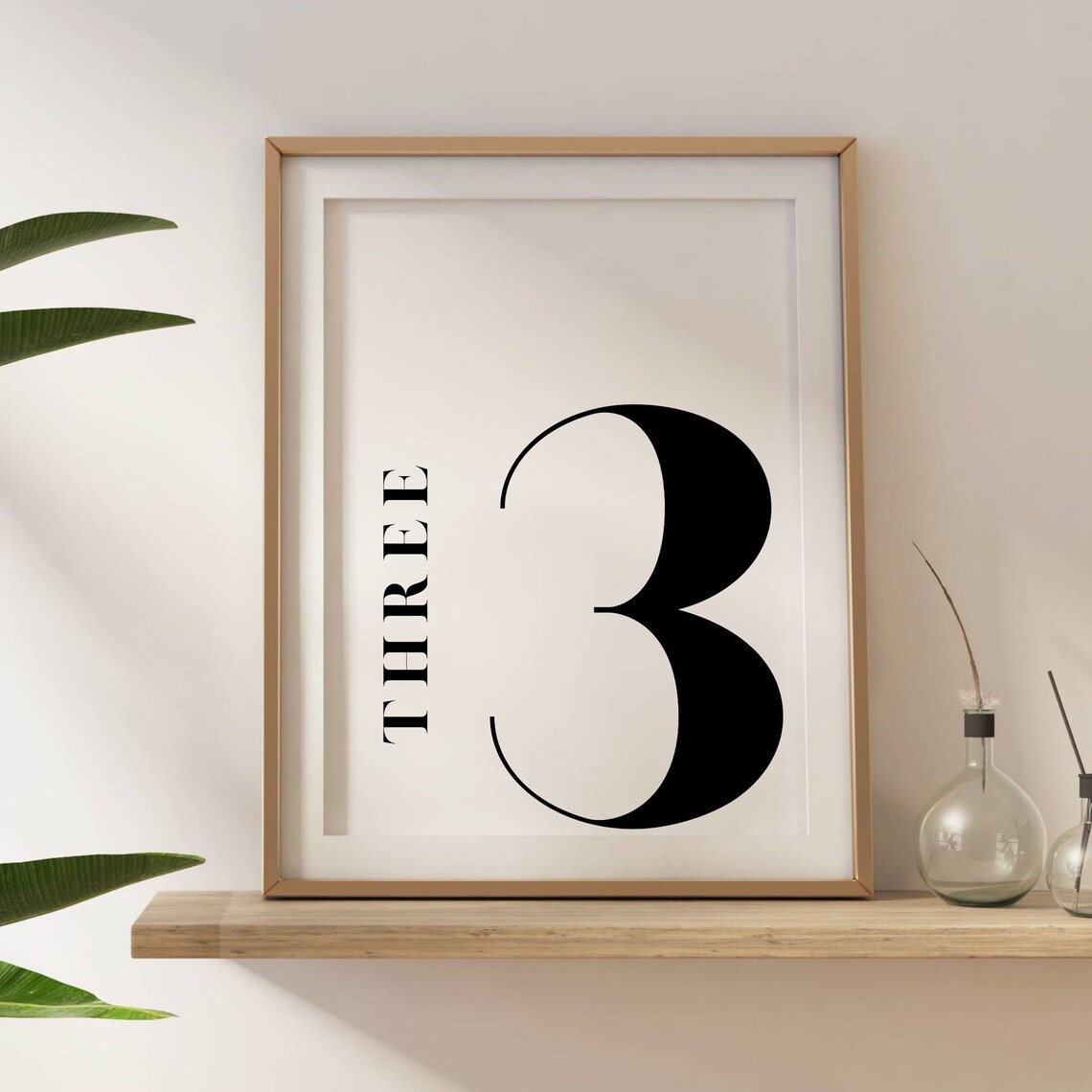 Minimalist Number 3 Art Print, Scandinavian Decor