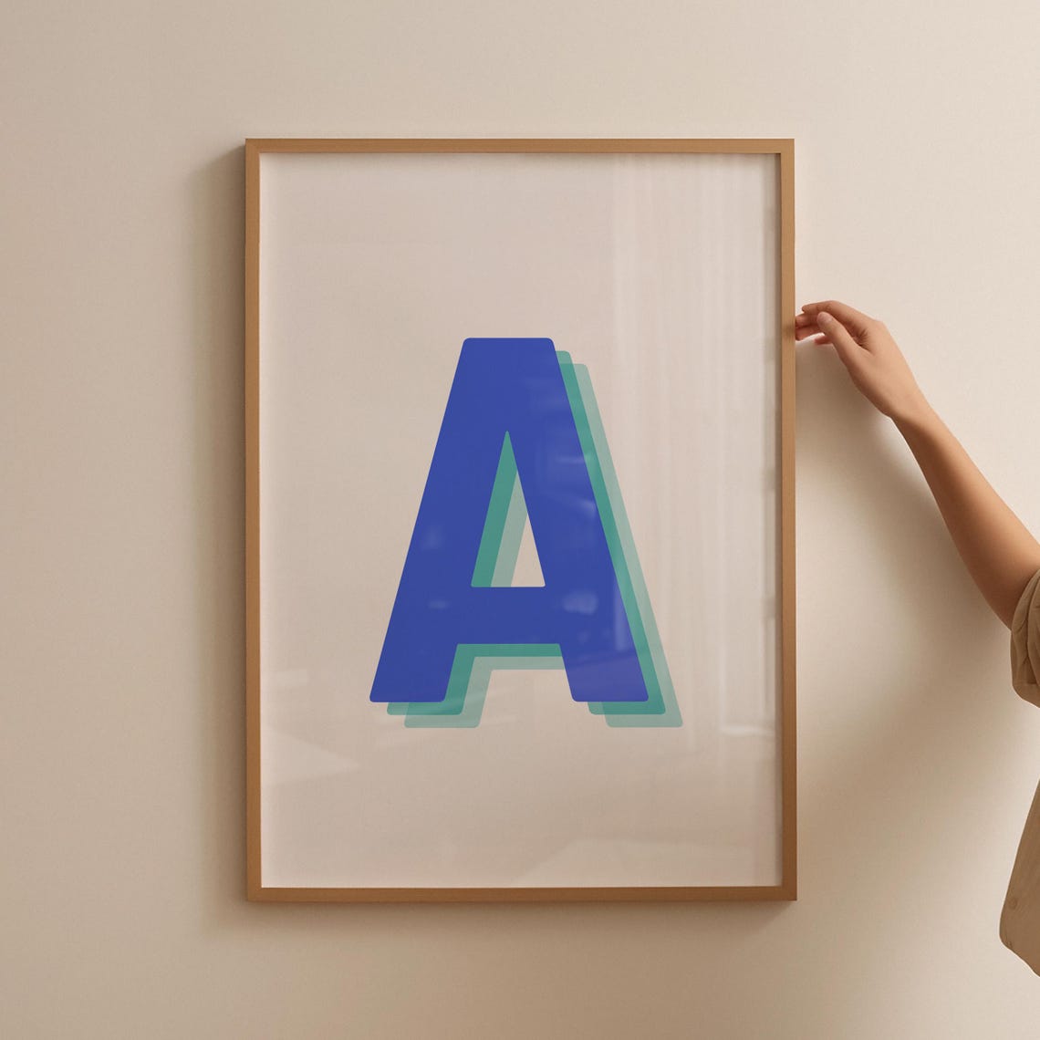 Retro 3D Blue Letter Alphabet Art Print - Image 2