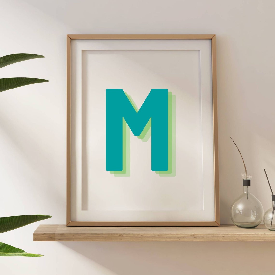 Retro 3D Letter M Monogram Art Print - Image 5