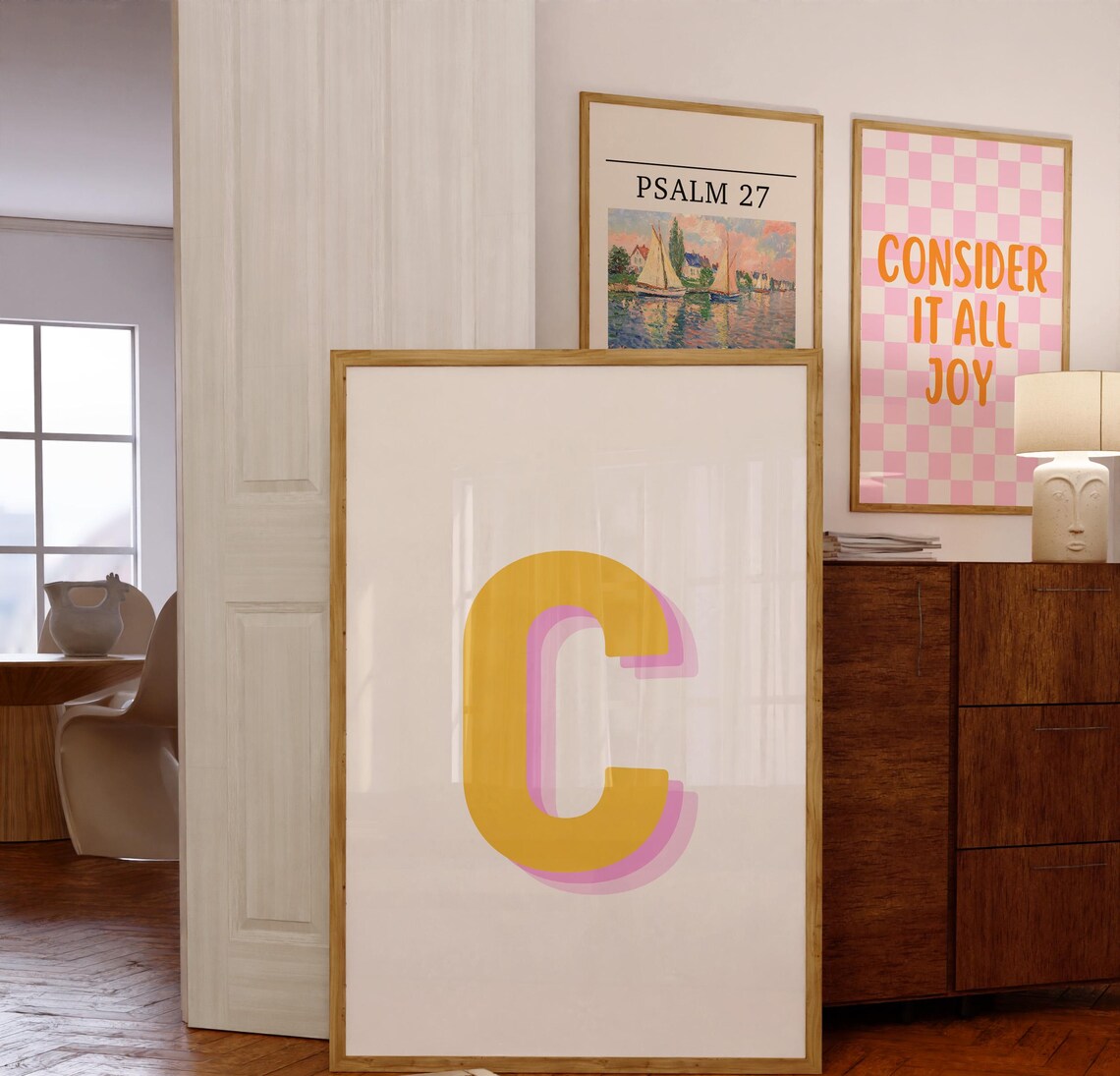 Retro 3D Letter C, Monogram Alphabet Poster - Image 5
