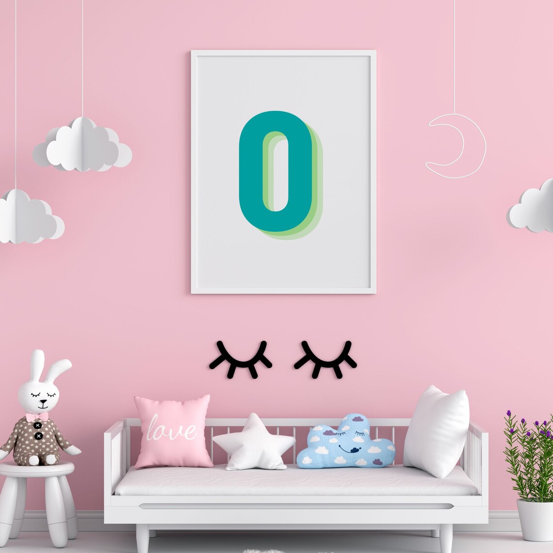 Retro 3D Green Number 0, Birthday Age Poster - Image 4