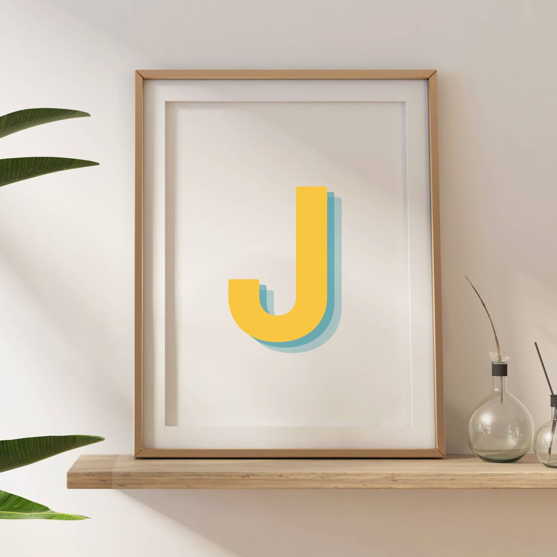 Retro 3D J Letter Monogram Alphabet Print - Image 5