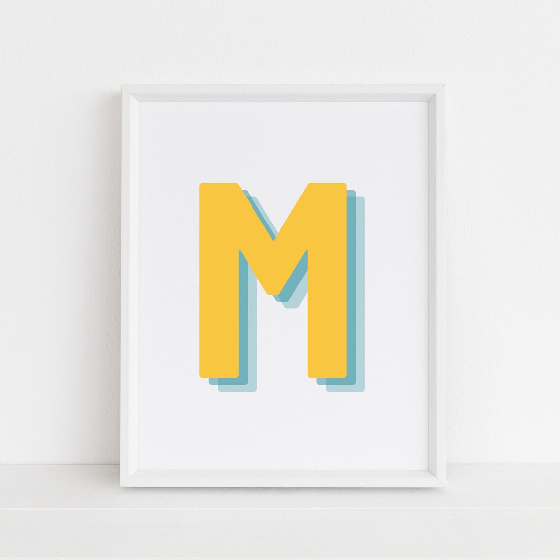 Retro 3D M Letter Monogram, Nursery Decor
