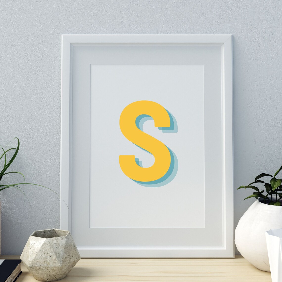 Retro 3D S Letter Monogram, Alphabet Print - Image 4