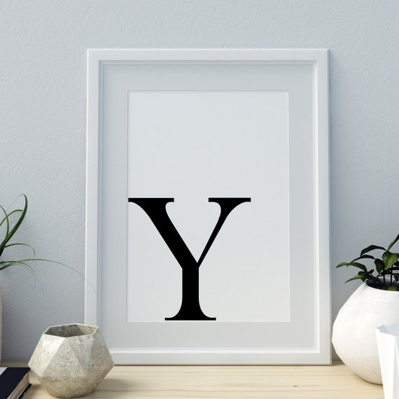 Letter Y Print Minimalist Letter Art Monogram Letter Print Initial Alphabet Print Baby Letter Art Wall Art Home Decor