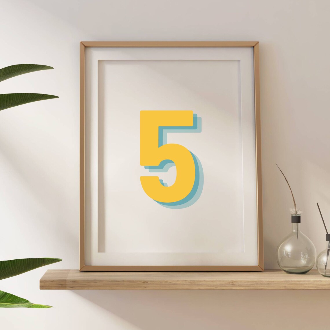 Retro 3D Number 5, Birthday Age Art Print - Image 4