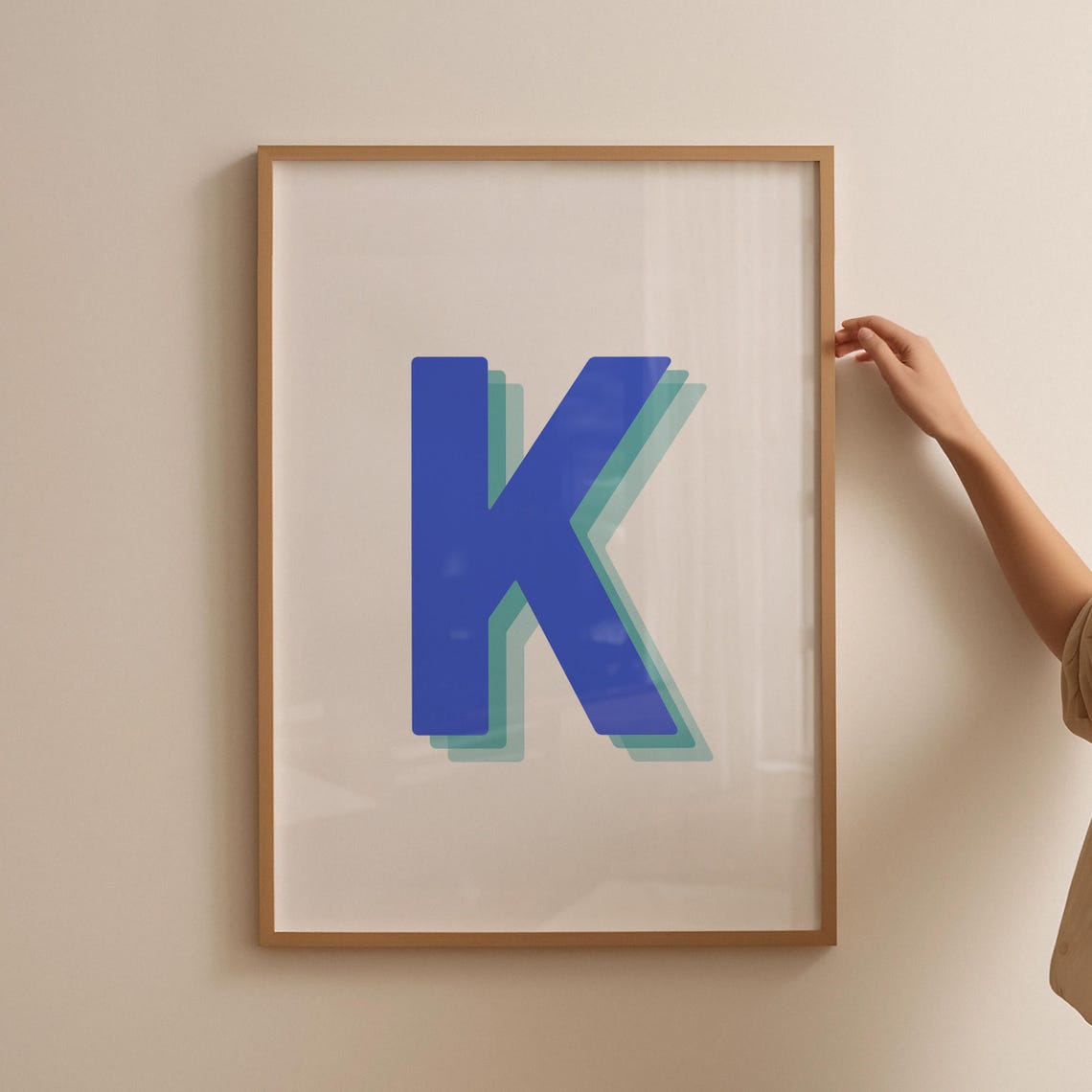 Retro 3D K Monogram Letter Print - Image 2