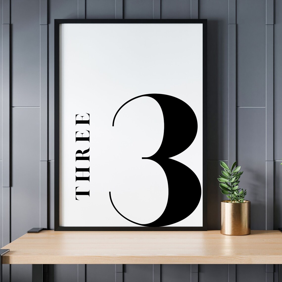 Minimalist Number 3 Art Print, Scandinavian Decor - Image 4