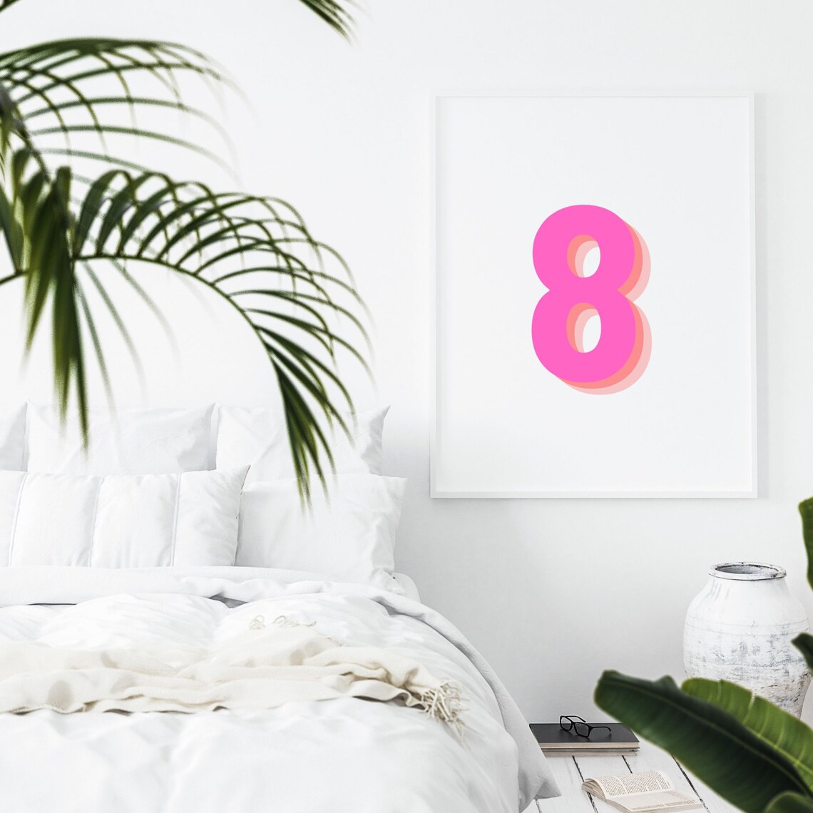 Retro 3D Number 8 Art Print, Monogram Birthday - Image 3
