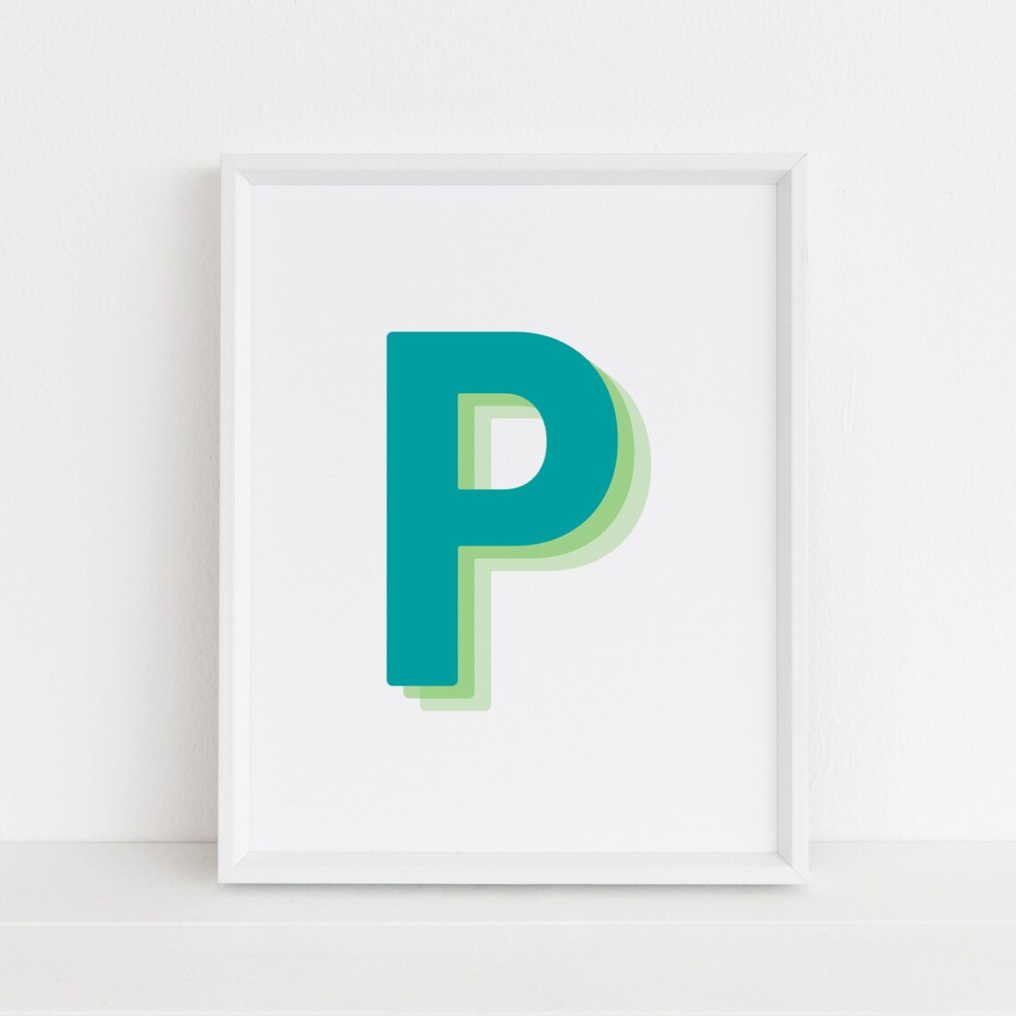 Retro 3D Letter P Monogram, Alphabet Art Print