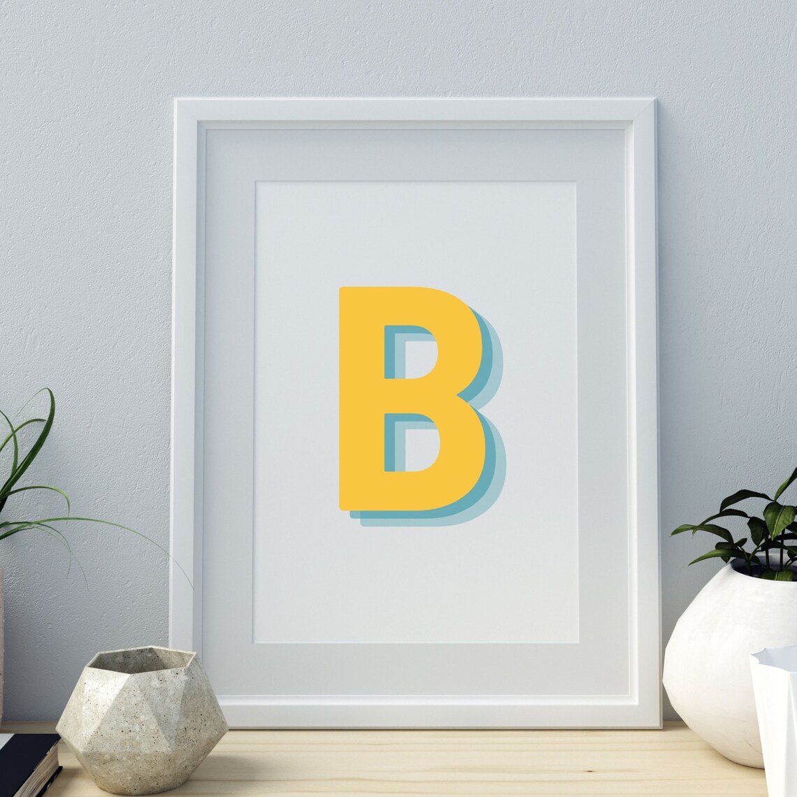 Retro 3D B Letter, Baby Initial Wall Print - Image 4