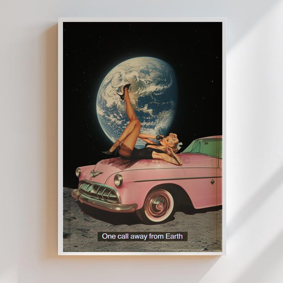 Vintage Space Woman Art Print Retro Cosmic Poster