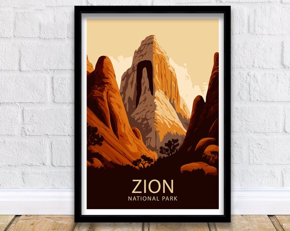 Zion National Park Utah Red Sandstone Towers Desert Landscape Poster