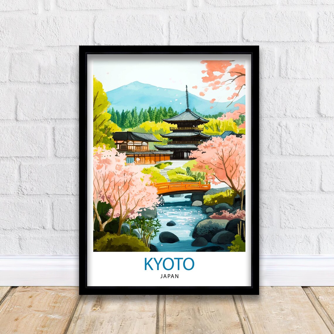 Kyoto Japan Travel Poster, Scenic Landscape Print