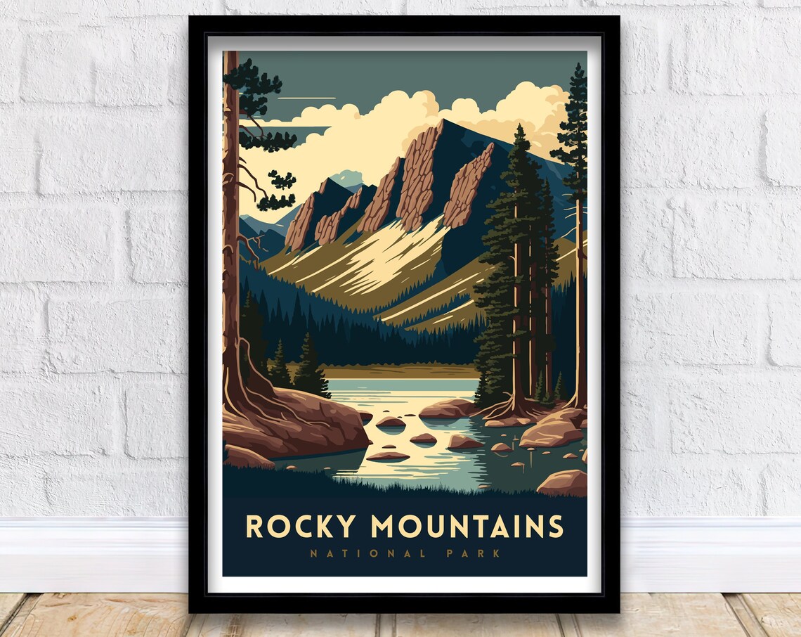 Rocky Mountains Travel Poster, Colorado Landscape
