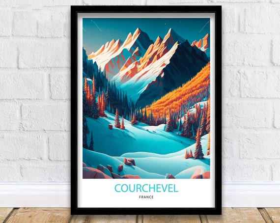 Courchevel Travel Print Courchevel Poster France Courchevel Print Courchevel France Skiing Ski Poster French Alps Travel Poster