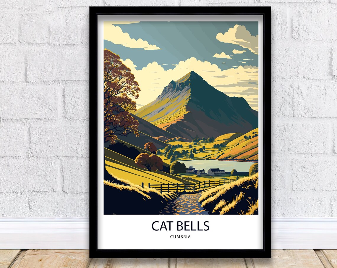 Cat Bells Lake District, Cumbria Travel Poster