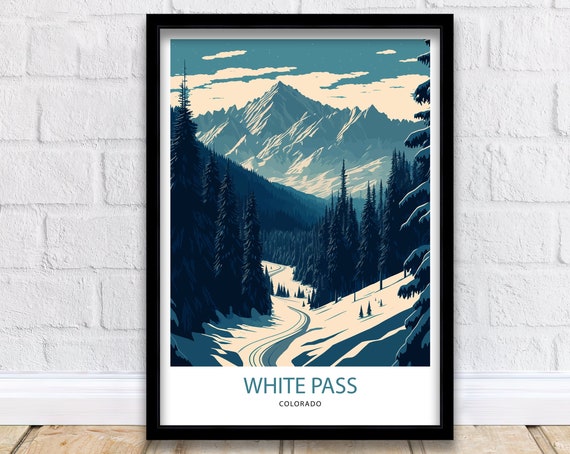 White Pass Colorado Travel Print Travel Poster Colorado Poster Ski Poster Colorado Art Colorado Print Skiing Poster Vintage Ski Poster