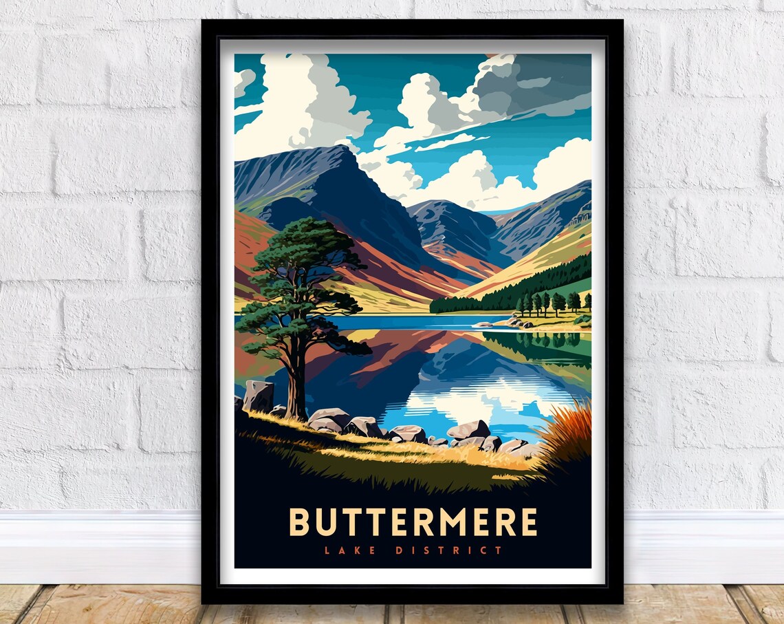 Buttermere Lake District Illustration Travel Poster