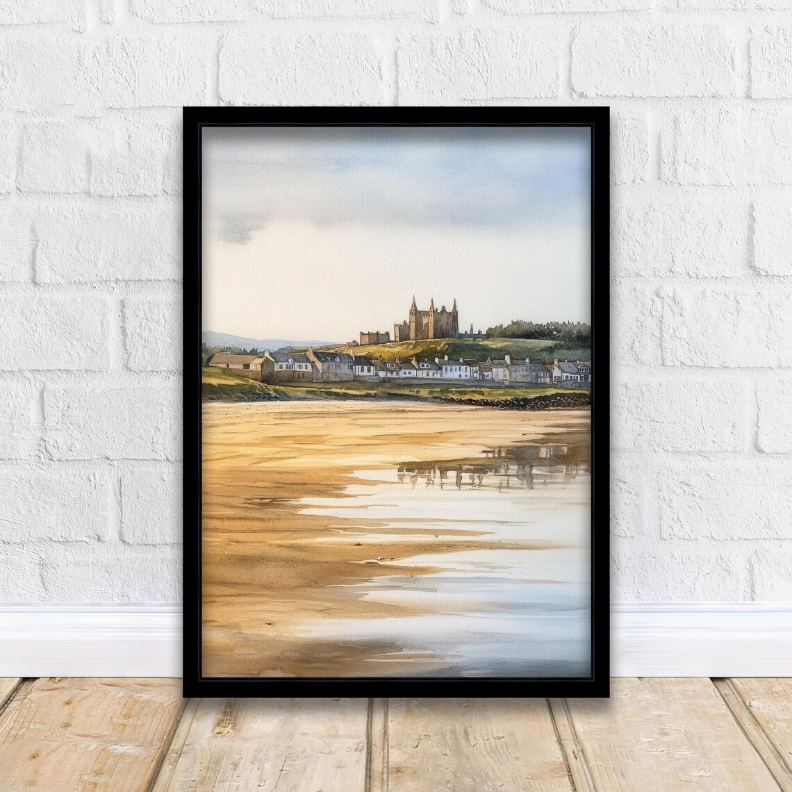 St Andrews Fife Watercolor Art Print, Scenic Seaside