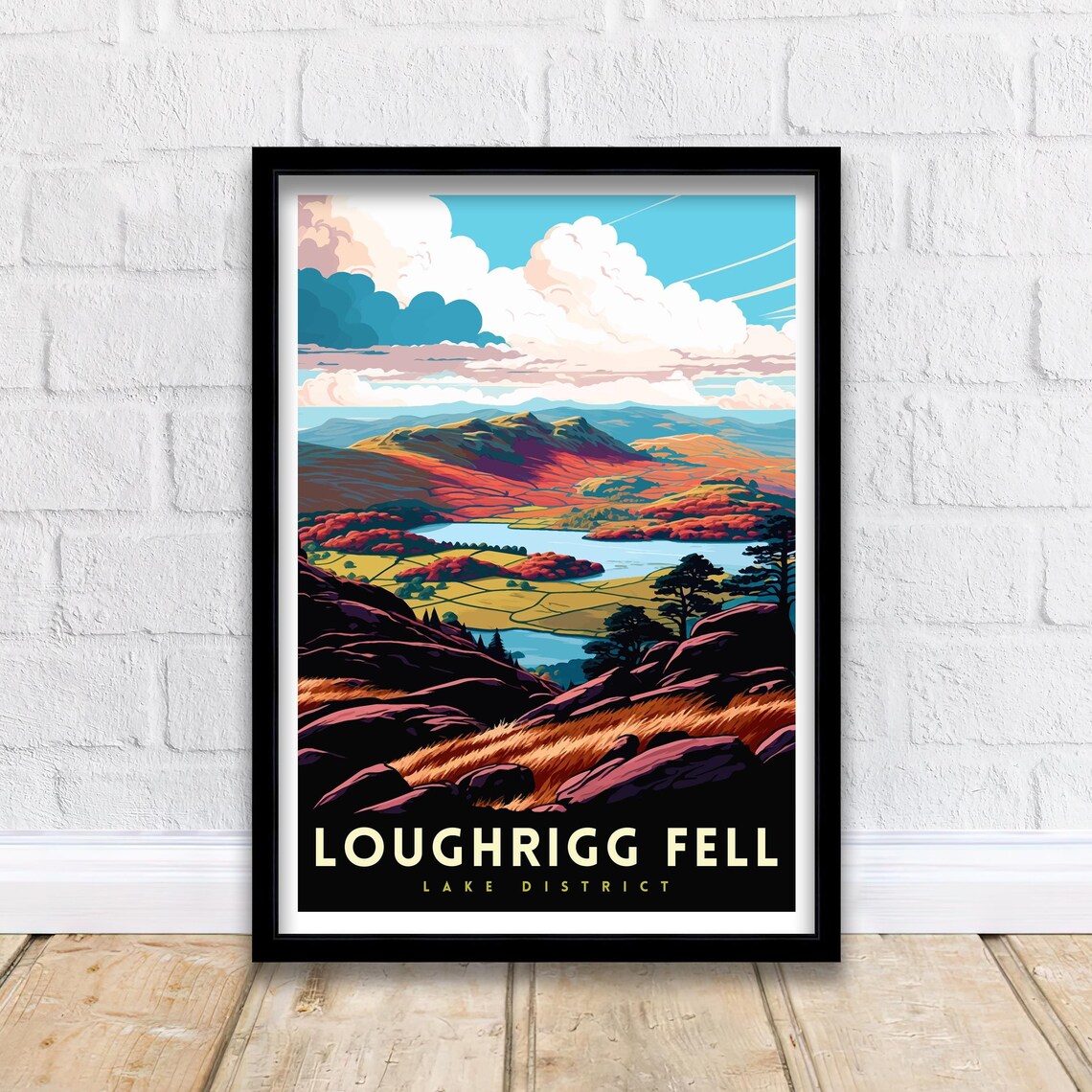 Loughrigg Fell Lake District Vintage Fell Landscape Art Poster