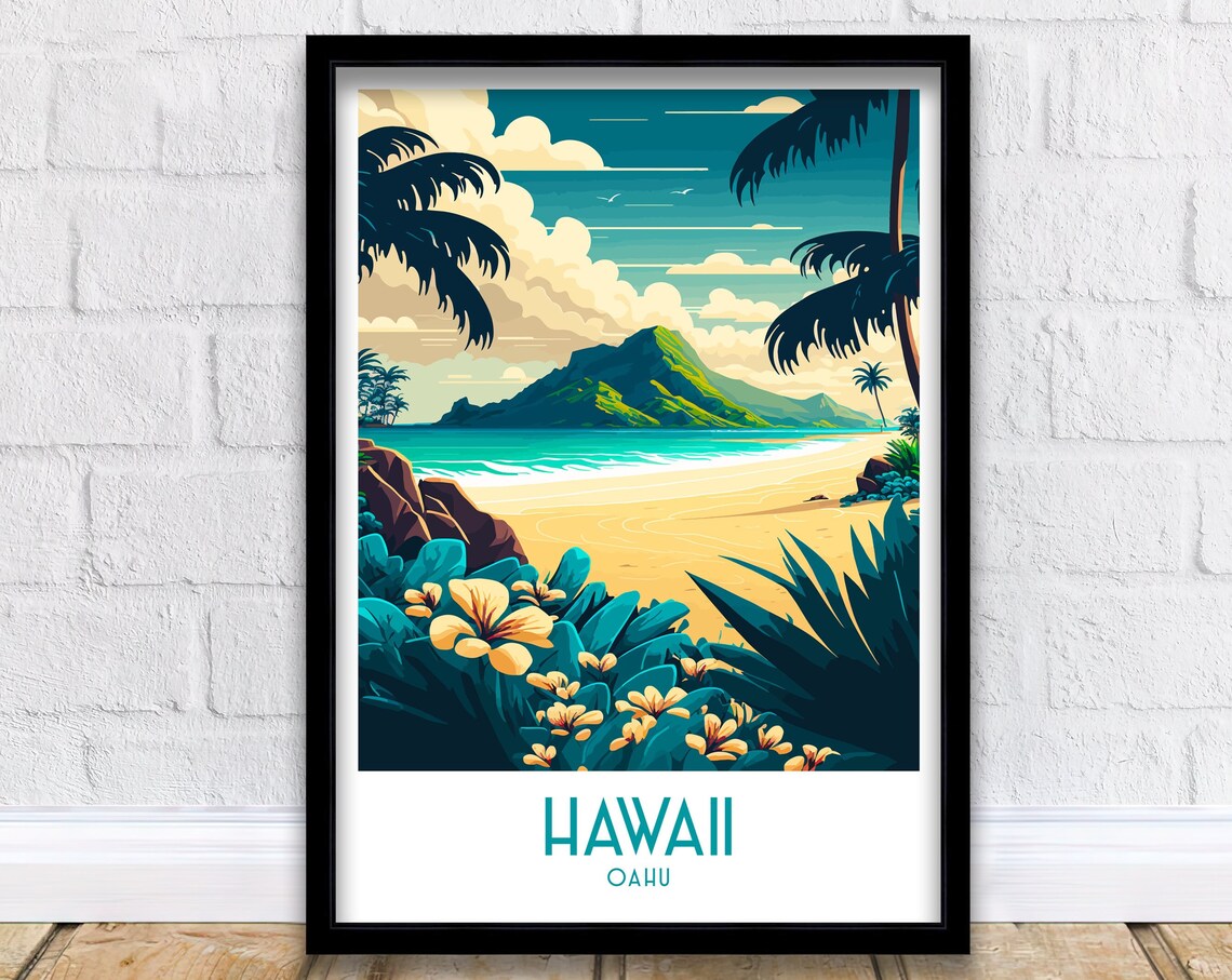 Hawaii Travel Poster, Hawaiian Wall Art Print