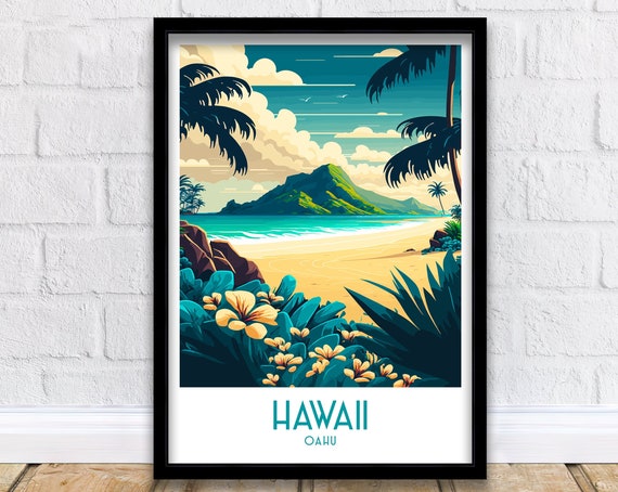 Hawaii Travel Poster, Hawaiian Wall Art Print